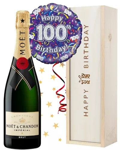 100thBirthdayChampagneandBalloonGift