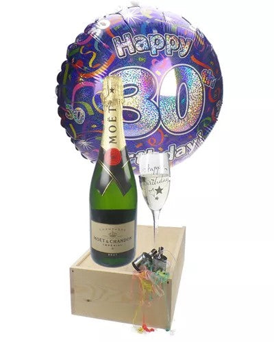 30thBirthdayGift–MoetChampagne–Balloon–Flute