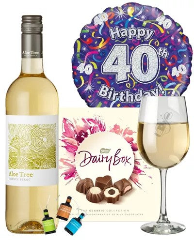 40thBirthdayWhiteWineAndChocolatesGift
