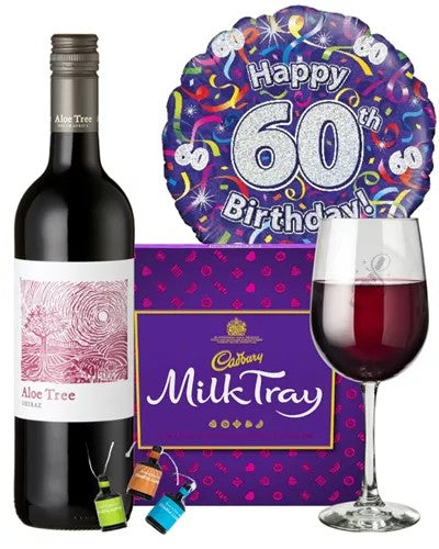 60thBirthdayWineGift–RedWineAndChocolatesGiftSet