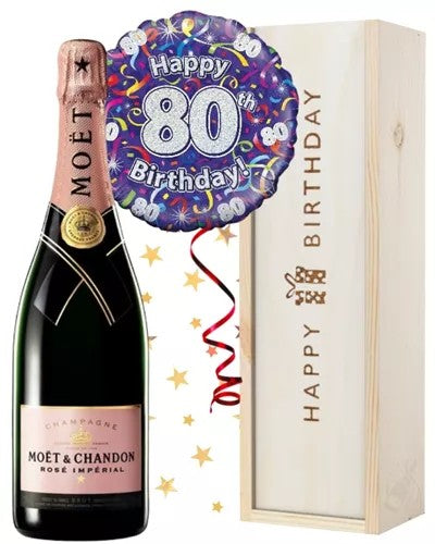 80thBirthdayPinkChampagneandBalloonGift