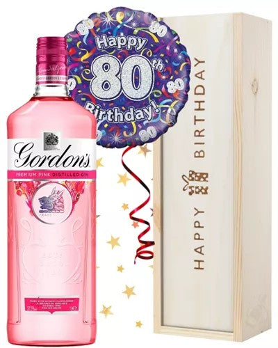 80thBirthdayPinkGinandBalloonGift