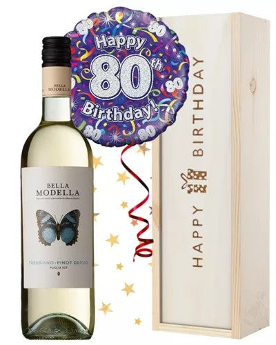 80thBirthdayWhiteWineandBalloonGift