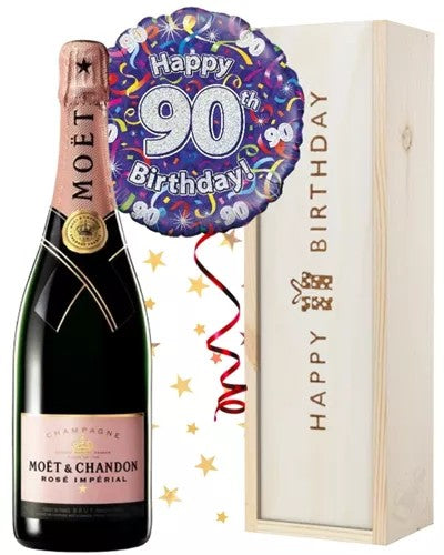 90thBirthdayPinkChampagneandBalloonGift