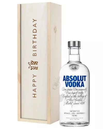 AbsolutVodkaBirthdayGiftInWoodenBox