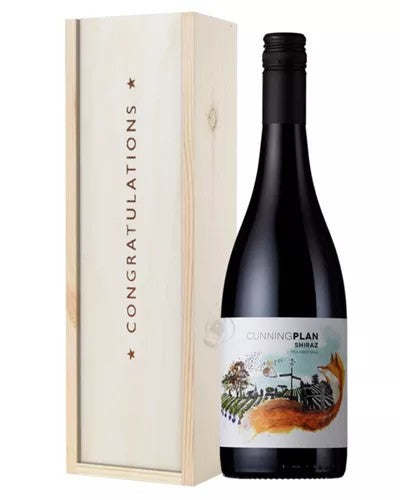 AustralianShirazRedWineCongratulationsGiftInWoodenBox