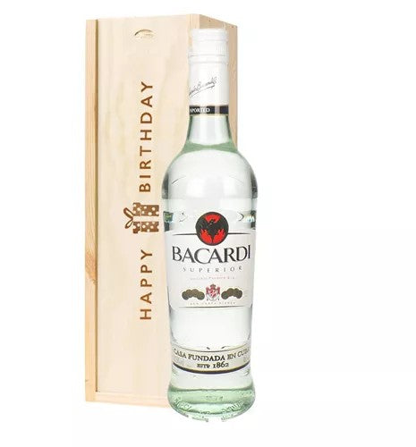 BacardiRumBirthdayGiftInWoodenBox