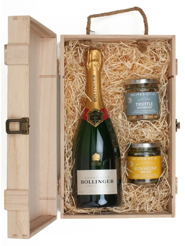 BollingerSpecialCuveeChampagne&LuxuryNibblesWoodenGiftBoxSet