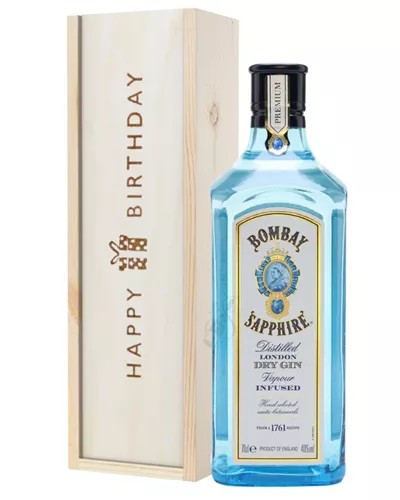 BombaySapphireGinBirthdayGiftInWoodenBox