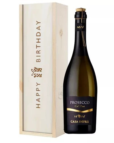 CasaDefraProseccoFrizzanteBirthdayGiftInWoodenBox