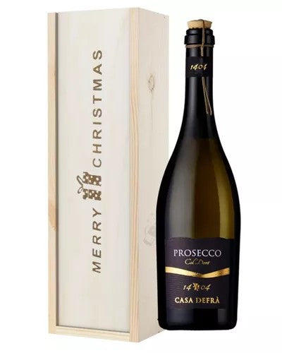 CasaDefraProseccoFrizzanteSingleBottleChristmasGiftInWoodenBox
