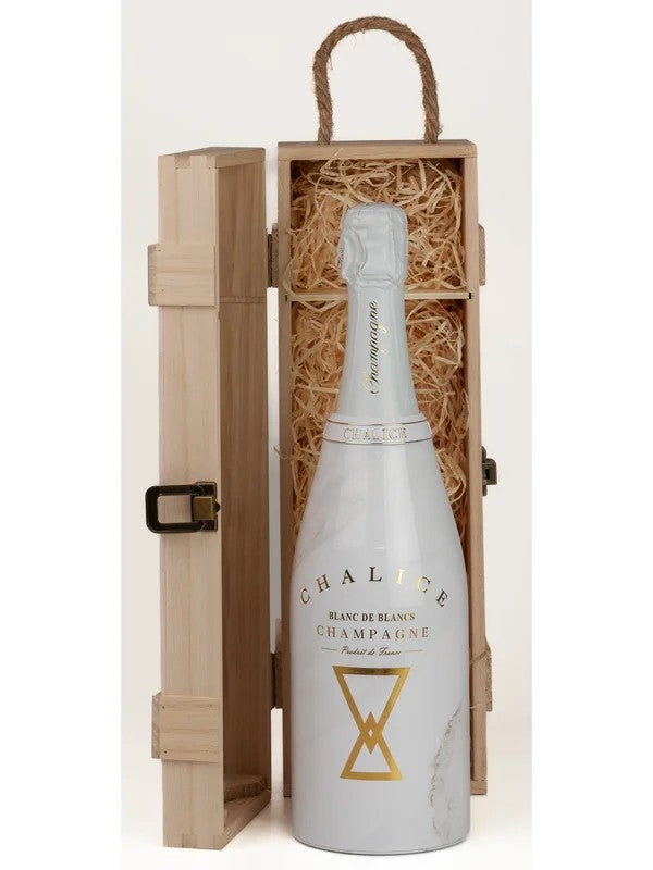 ChaliceBlancdeBlancsChampagneinSingleWoodenGiftSet