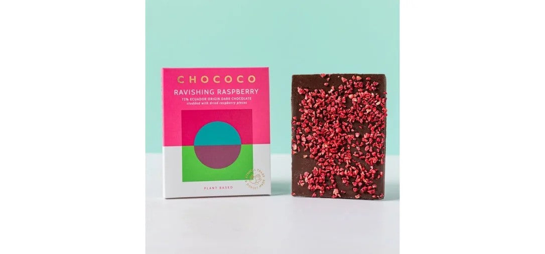 ChococoRavishingRaspberrystudded72%EcuadorChocolateBar(75g)