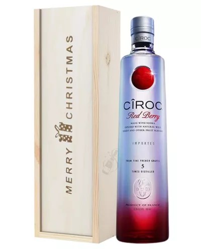 CirocRedBerryVodkaChristmasGiftInWoodenBox