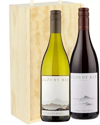 CloudyBaySauvignonBlancAndPinotNoirTwoBottleWineGiftinWoodenBox