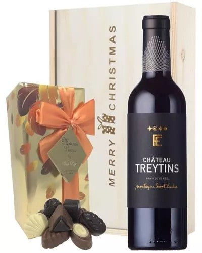 FrenchBordeauxRedWineChristmasWineandChocolateGiftBox