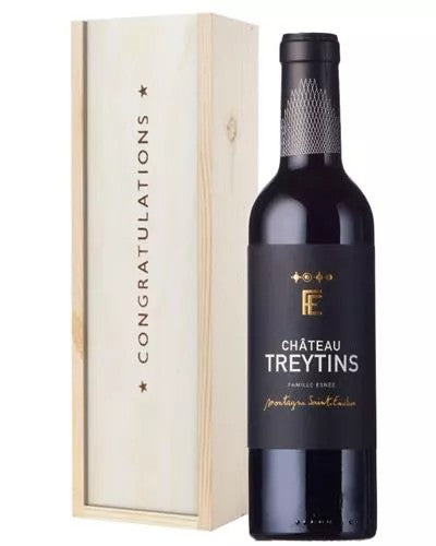 FrenchBordeauxRedWineCongratulationsGiftInWoodenBox