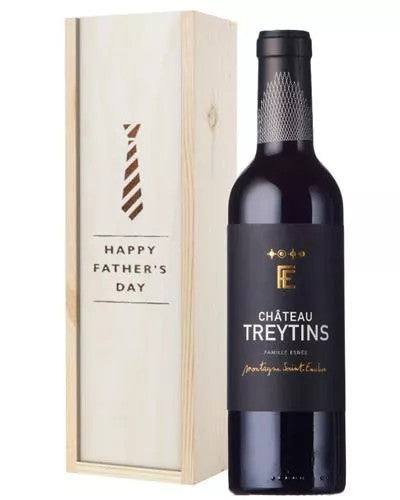 FrenchBordeauxRedWineFathersDayGiftInWoodenBox