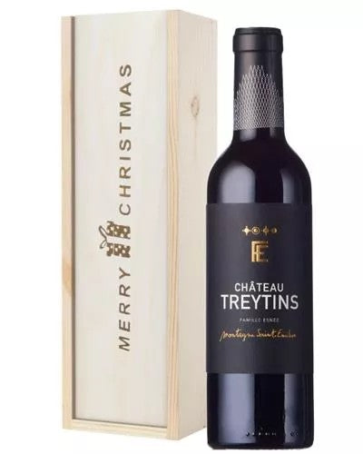 FrenchBordeauxRedWineSingleBottleChristmasGiftInWoodenBox