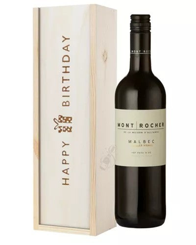 FrenchMalbecRedWineBirthdayGiftInWoodenBox