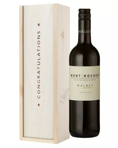 FrenchMalbecRedWineCongratulationsGiftInWoodenBox