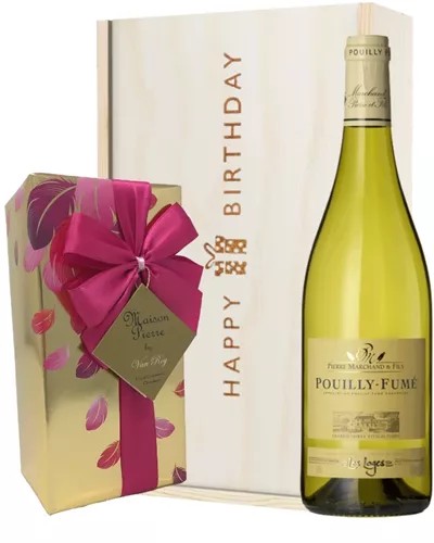 FrenchPouillyFumeWhiteWineandChocolateBirthdayGiftBox