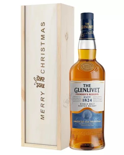GlenlivetFoundersReserveSingleMaltWhiskyChristmasGiftInWoodenBox
