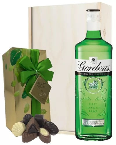 GordonsGinAndChocolatesGiftSetinWoodenBox