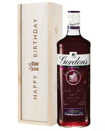 GordonsSloeGinBirthdayGiftInWoodenBox