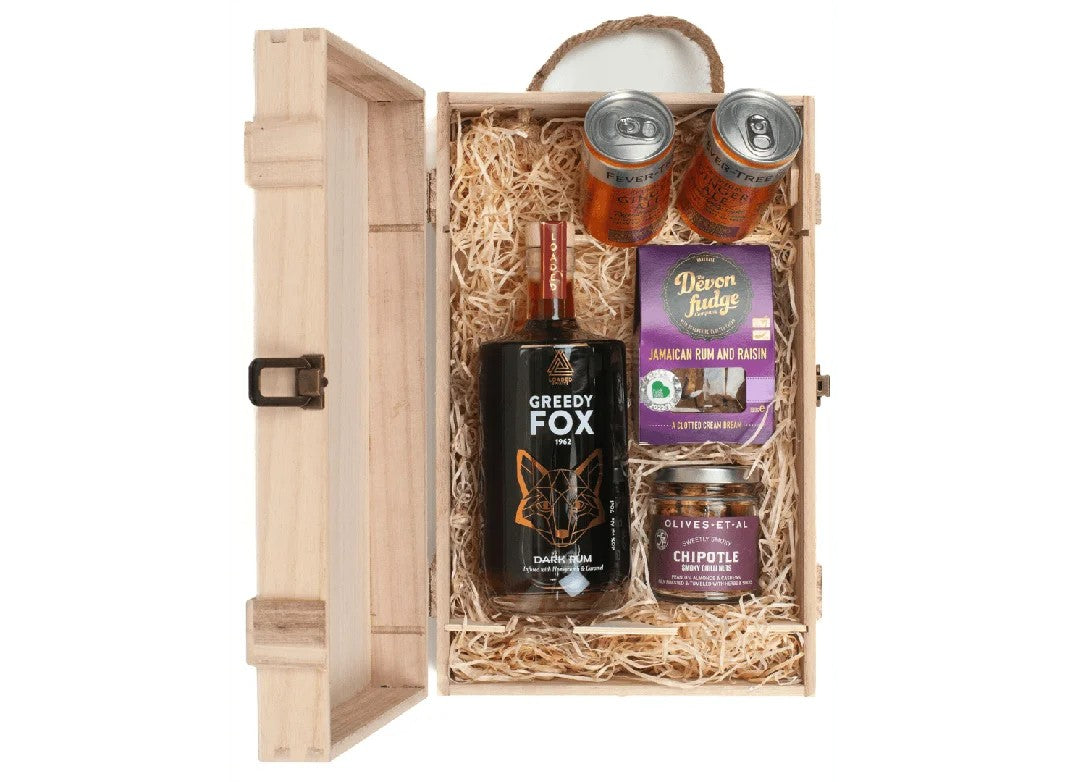 GreedyFoxHoneycombandCaramelRum&LuxuryNibblesWoodenGiftSet