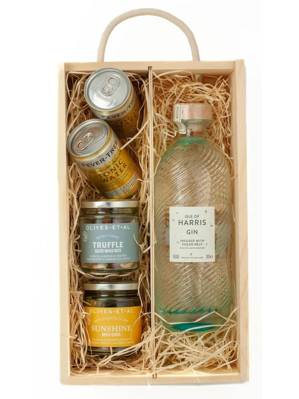 IsleofHarrisGin&LuxuryNibblesWoodenGiftBoxSet