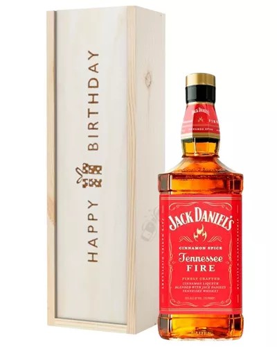 JackDanielsFireWhiskeyBirthdayGiftInWoodenBox