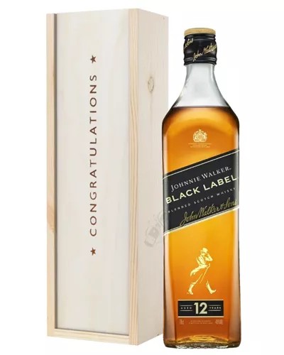 JohnnieWalkerBlackLabelWhiskyCongratulationsGiftInWoodenBox