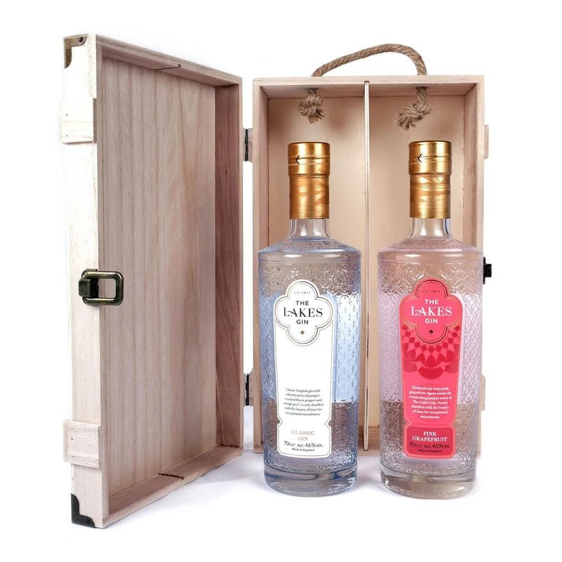 LakesDistilleryGinWoodenGiftBoxSet–46%ABV
