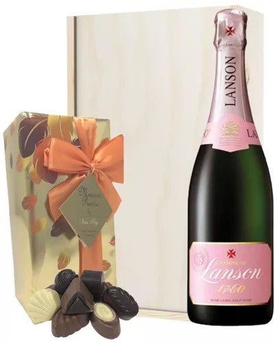LansonRoseChampagneandChocolateGiftSet