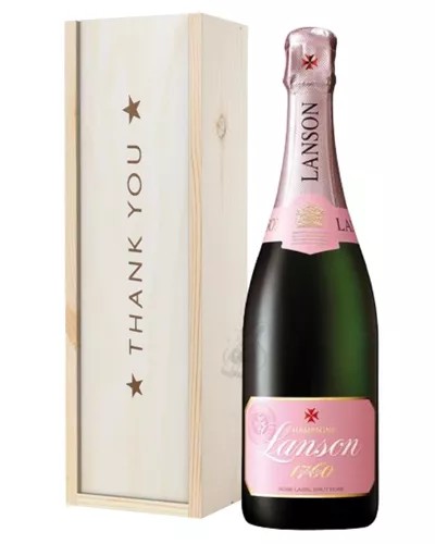 LansonRoseChampagneThankYouGiftInWoodenBox