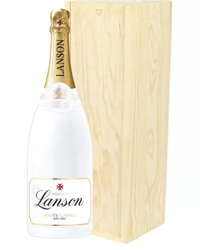 LansonWhiteLabelChampagneMagnum150clinWoodenGiftBox
