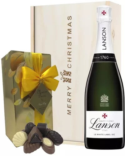 LansonWhiteLabelChristmasChampagneandChocolatesGiftBox