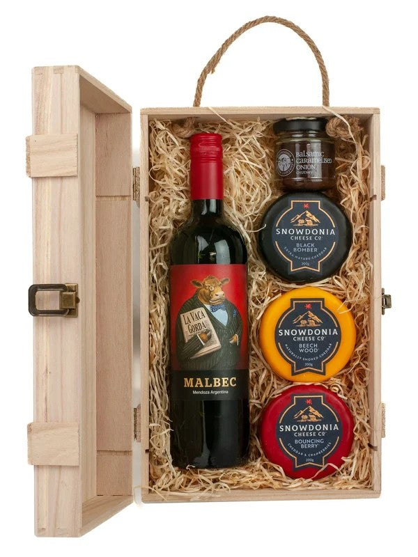 LaVacaGordaMalbecRedWine,SnowdoniaCheese&ChutneyGiftBox