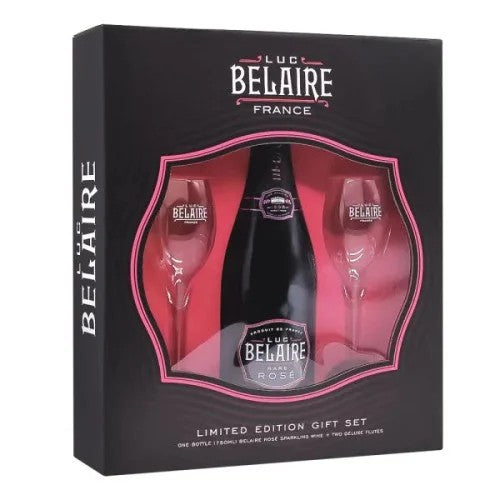 LucBelaireRoseGiftSet(2xFlutes1x75cl)