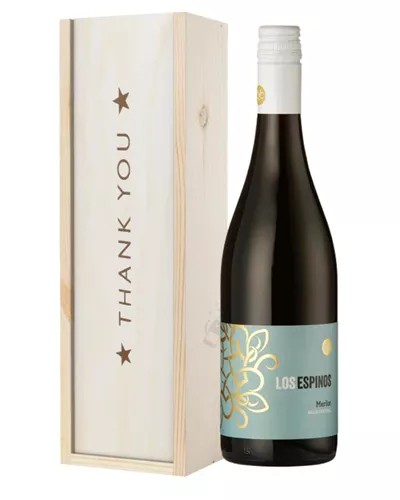 MerlotRedWineThankYouGiftInWoodenBox