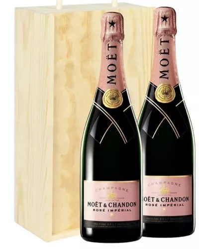 MoetRoseTwoBottleChampagneGiftinWoodenBox