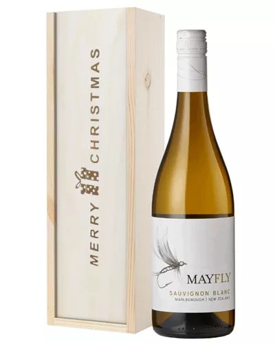 NewZealandSauvignonBlancWhiteWineSingleBottleChristmasGiftInWoodenBox