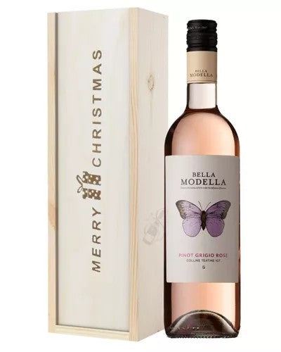 PinotGrigioRoseWineSingleBottleChristmasGiftInWoodenBox