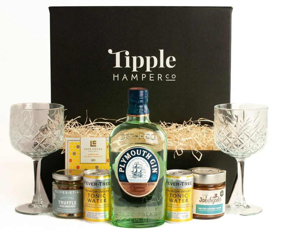PlymouthGin,Tonic,VintageGinGlasses,&LuxurySnacksHamper