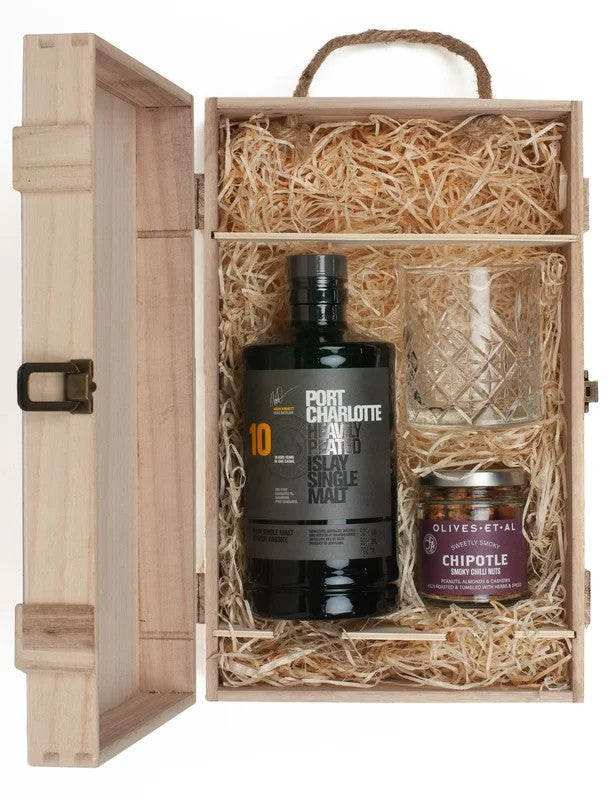 PortCharlotte10YearOldWhisky&LuxuryNibblesWoodenGiftBoxSet