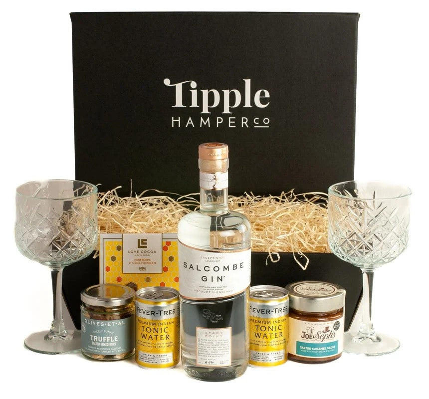 SalcombeGinStartPoint,Tonic,VintageGinGlasses,&LuxurySnacksHamper