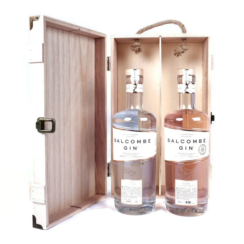 SalcombeGinWoodenGiftBoxSet–44%ABV