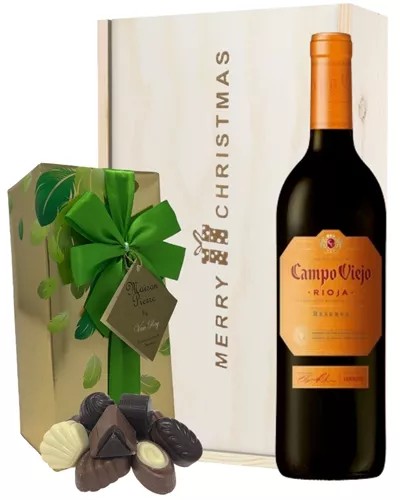 SpanishRiojaReservaRedWineChristmasWineandChocolateGiftBox