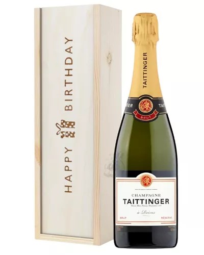TaittingerBrutChampagneBirthdayGiftInWoodenBox